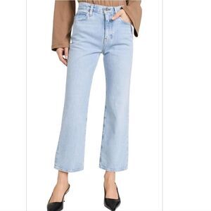 Frame Denim Blue Straight Leg Jeans with High Waist
